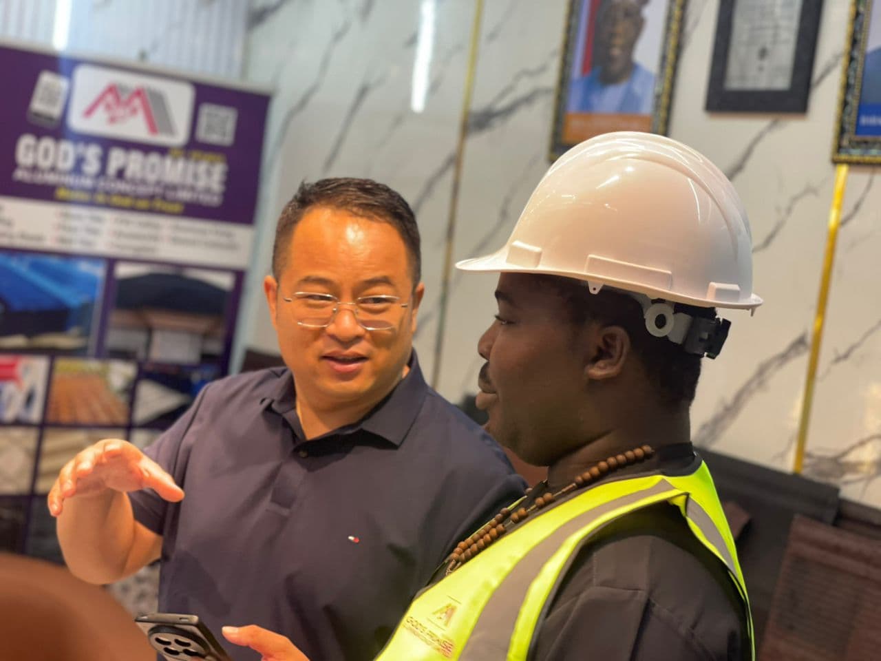 CEO of Gods Promise Aluminium with international client