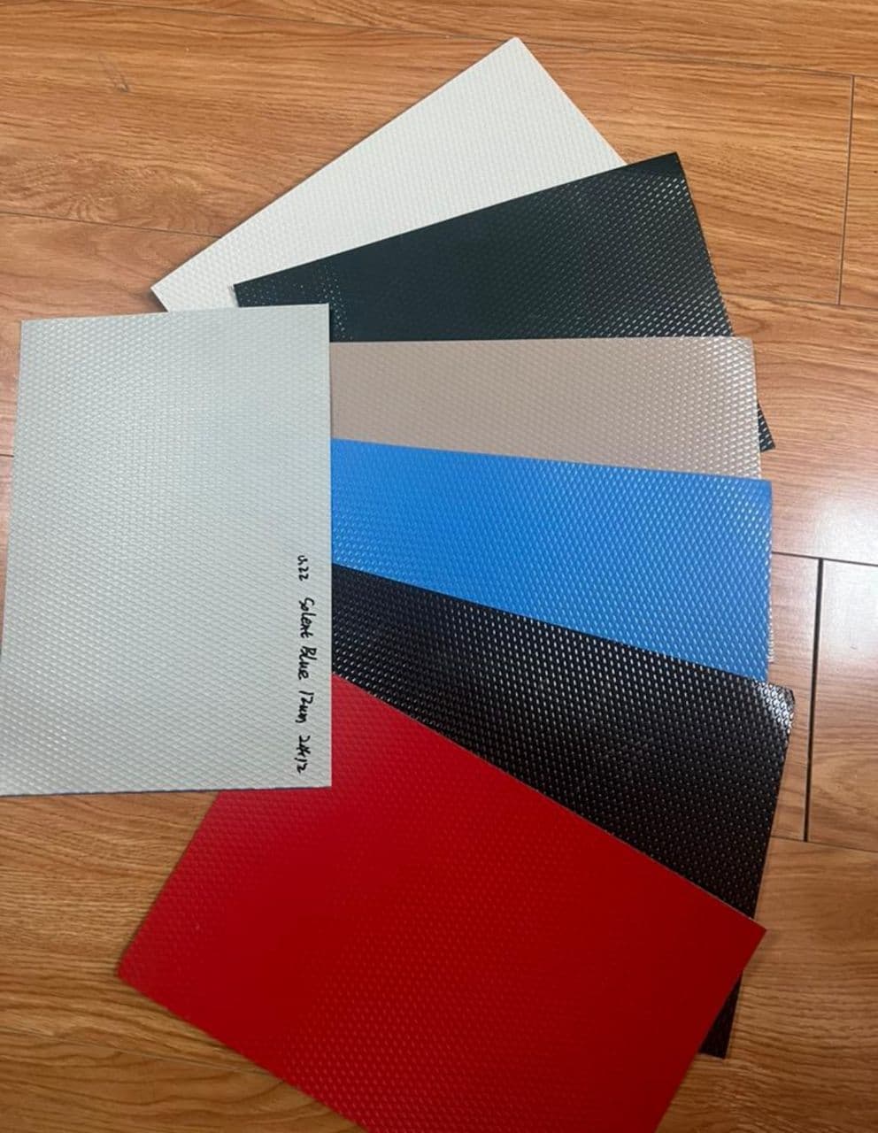 Aluminium flatsheet sample cuts showing different profiles at Gods Promise Aluminium factory in Lagos.