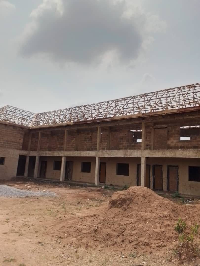 Roof timber framework before aluminium sheet installation