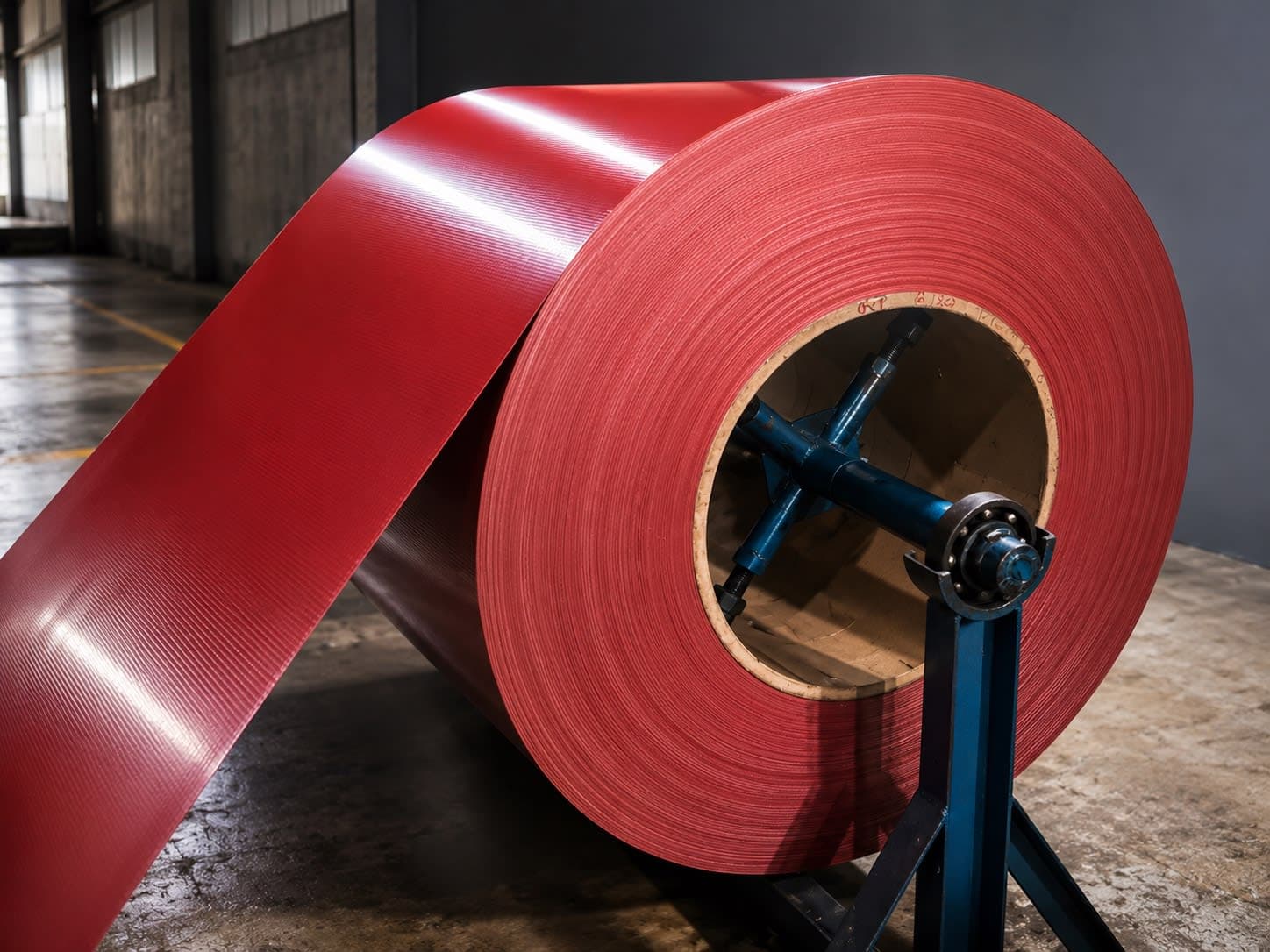 A stack of premium colour-coated aluminium coils in different colours used for manufacturing durable roofing sheets in Nigeria.